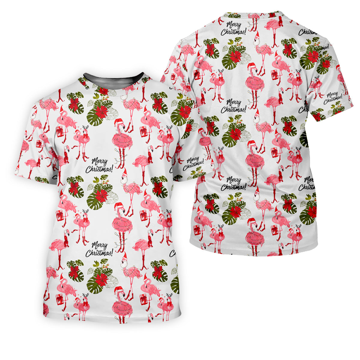 Flamingo Merry Christmas Golf Shirt For Women, Christmas Golf Shirt Polos, Ladies Golf Apparel