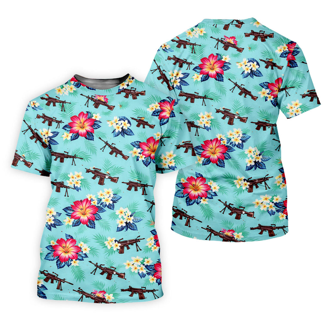 Floral Pattern Army Theme Hawaiian Golf Shirt, Women's Golf Tops, Ladies Golf Shirts