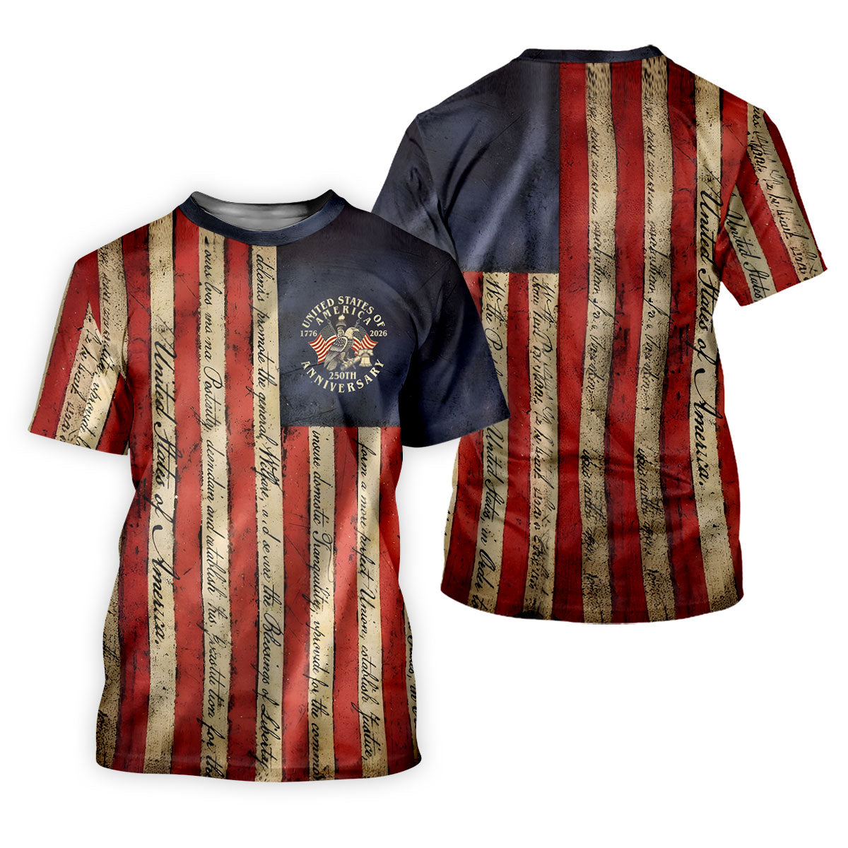 USA 250th Anniversary Distressed Flag Patriotic Golf Shirt, 4th Of July Golf Shirt For Women