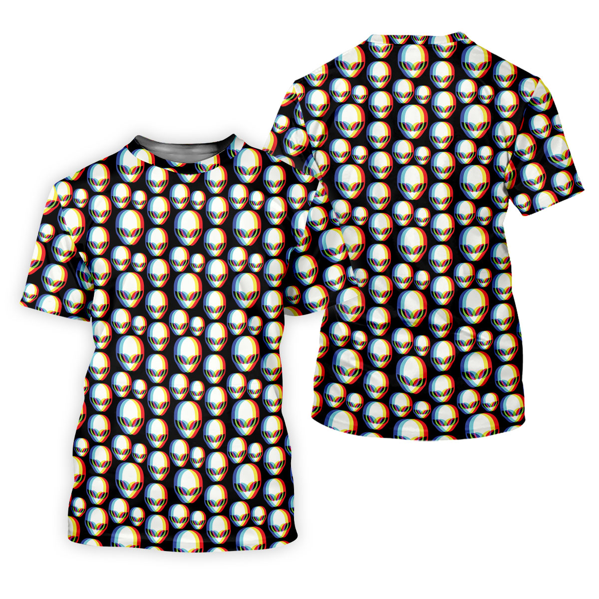 Retro Alien Golf Shirt, Black UFO Pattern Men's Golf Polo, Polo Shirts For Men