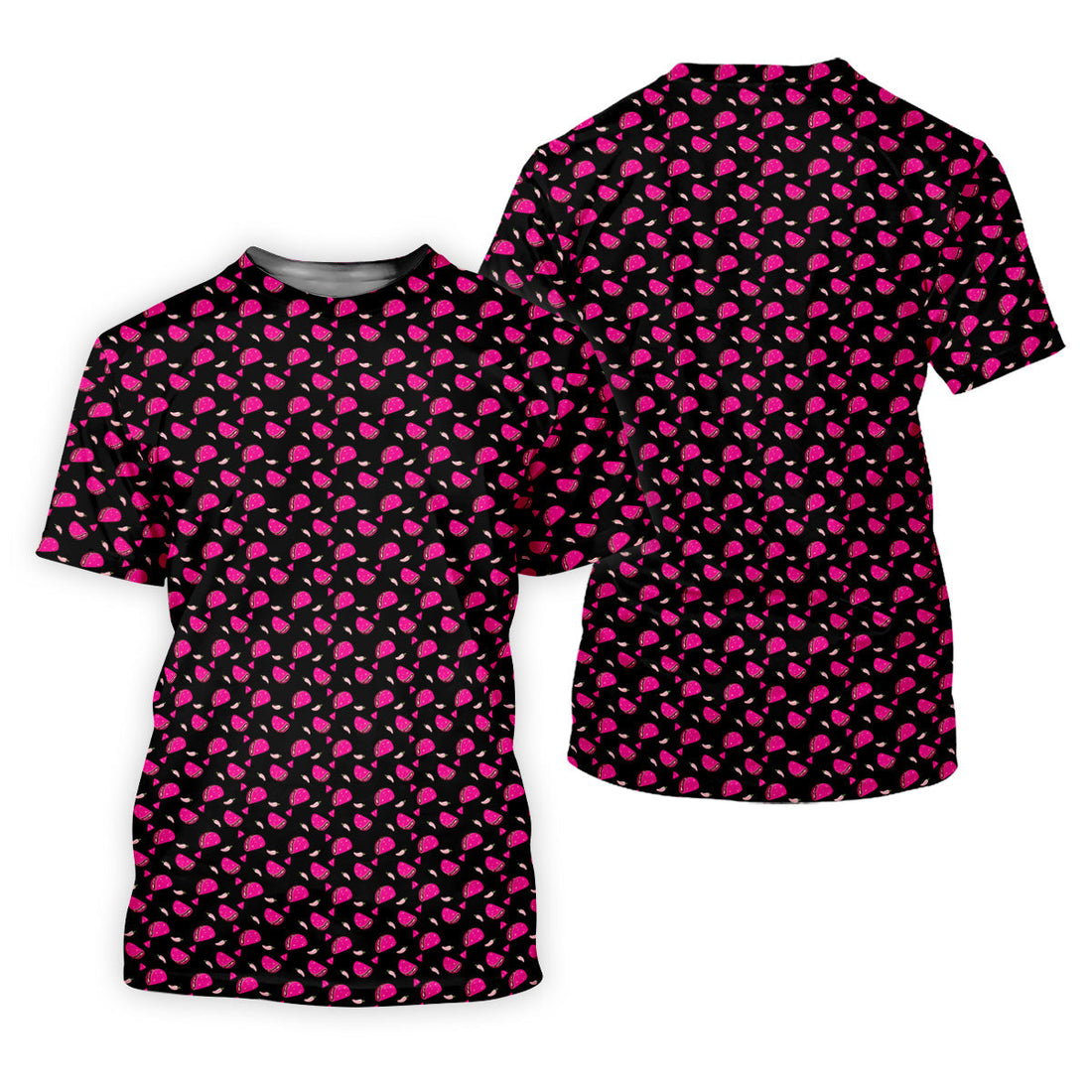 The Pink Taco Seamless Pattern Black Golf Shirt, Women's Golf Tops, Tacos Lover Golf Gift For Ladies