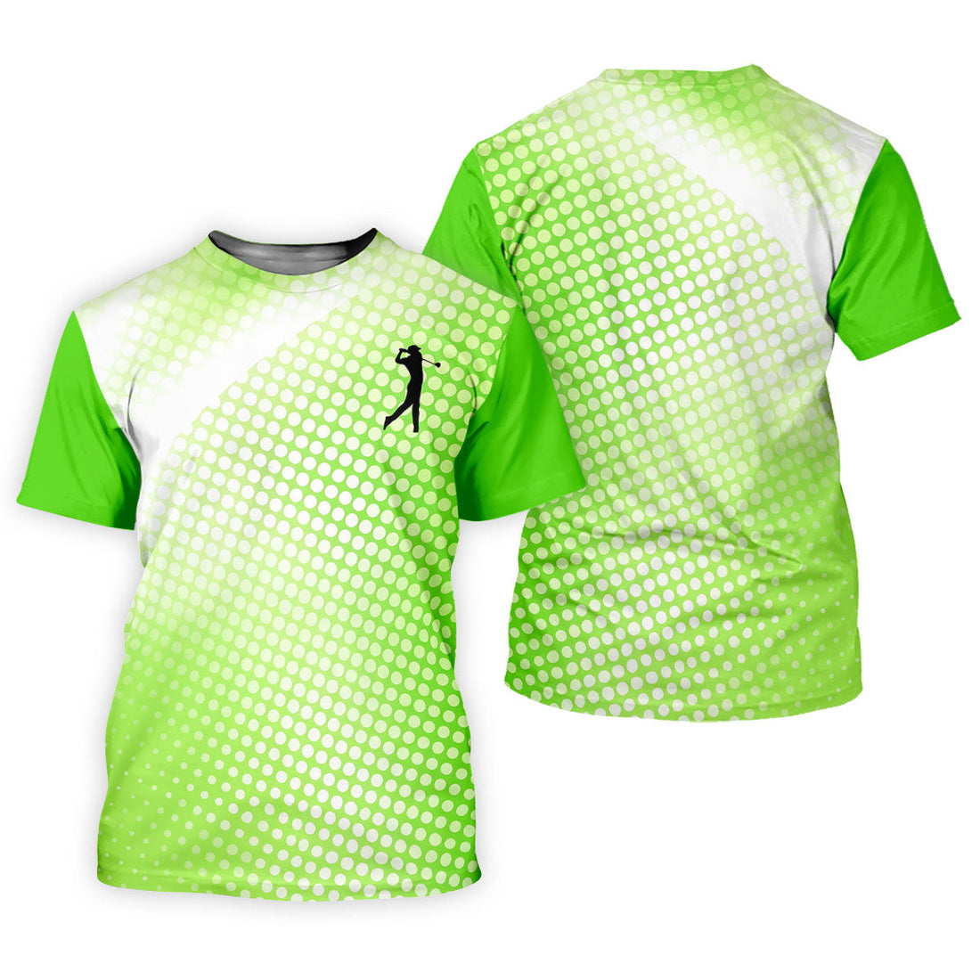 Green White Gradient Polka Dot Golf Shirt, Women's Golf Tops, Ladies Golf Polos