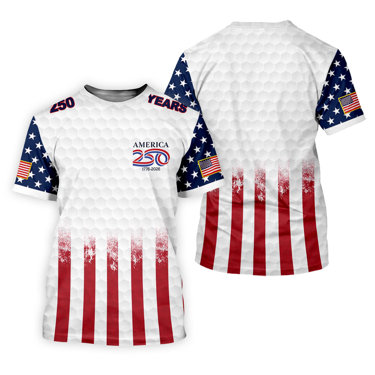 250 Years America Golf Ball Pattern 4th Of July Golf Shirt, Patriotic Golf Shirt, Golf Shirt For Women