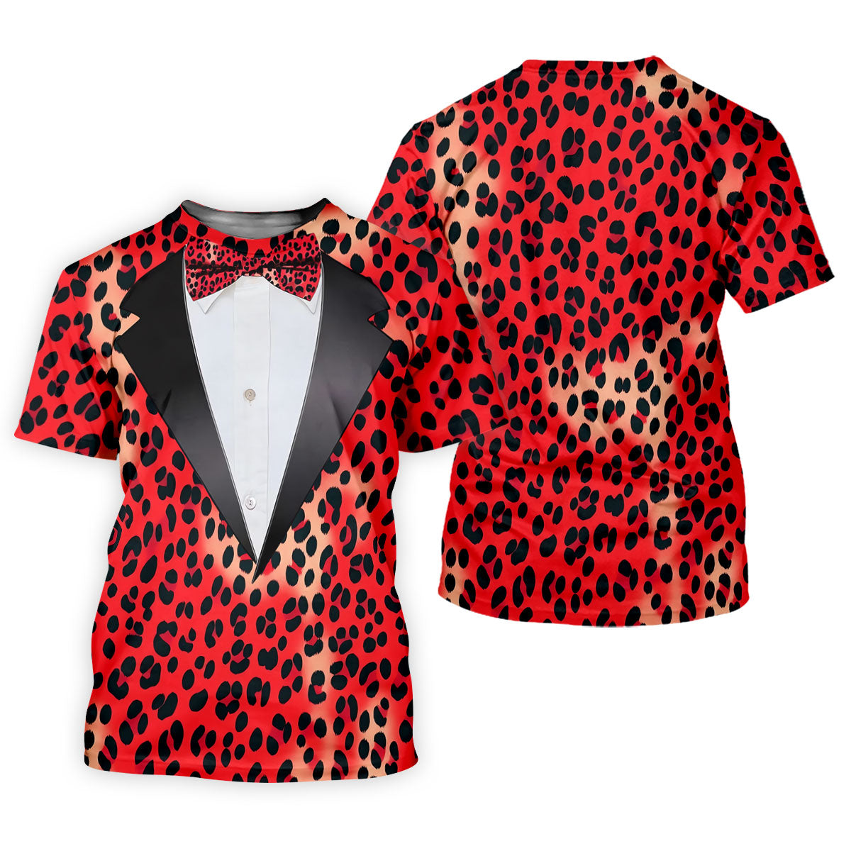 Red Leopard Funny Costume Hawaiian Golf Shirt, Polo Shirts For Men, Golf Shirts For Men