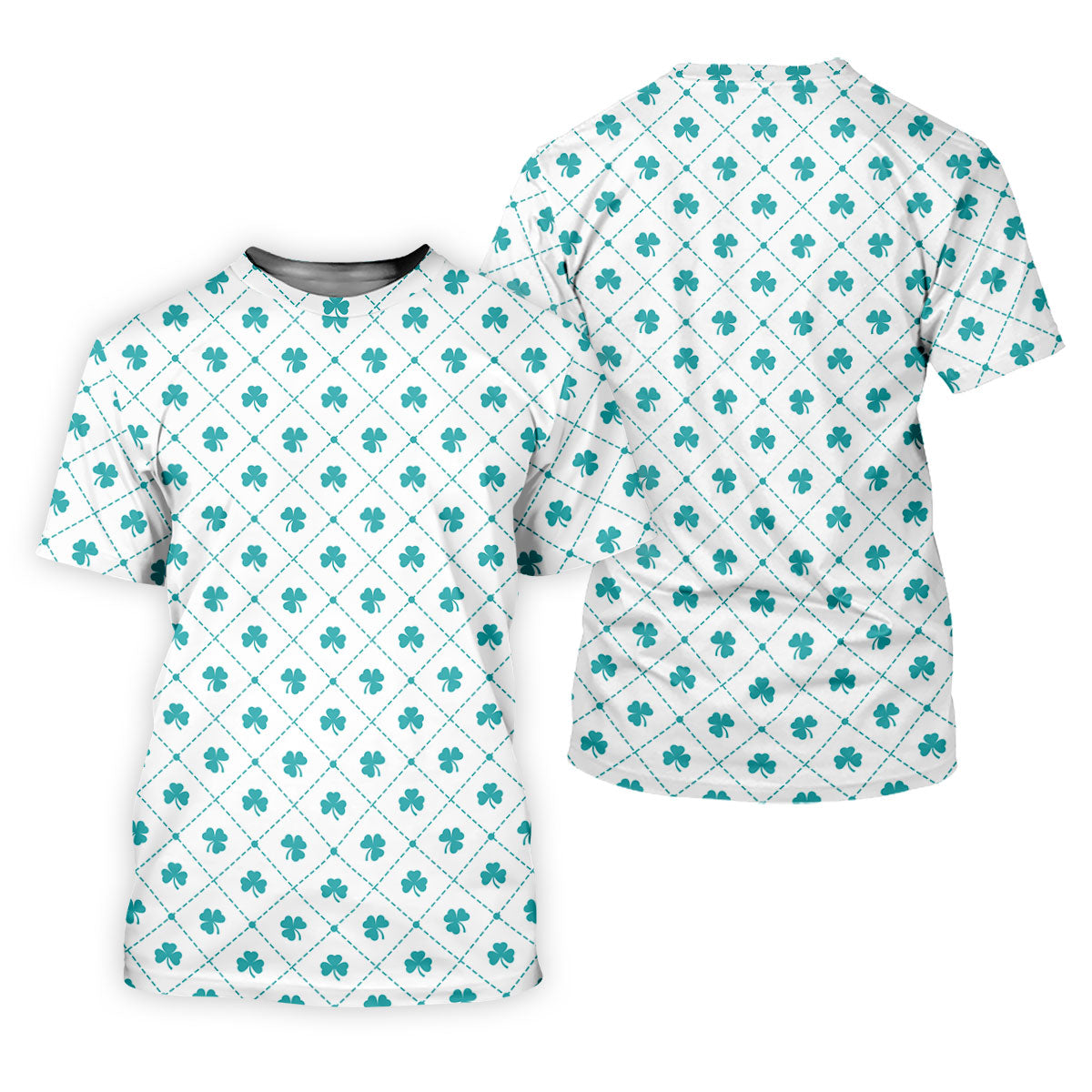 Grid Pattern Shamrock Golf Shirt, St Patrick's Day Women's Golf Tops, Ladies Golf Polos, Golf Shirt For Women