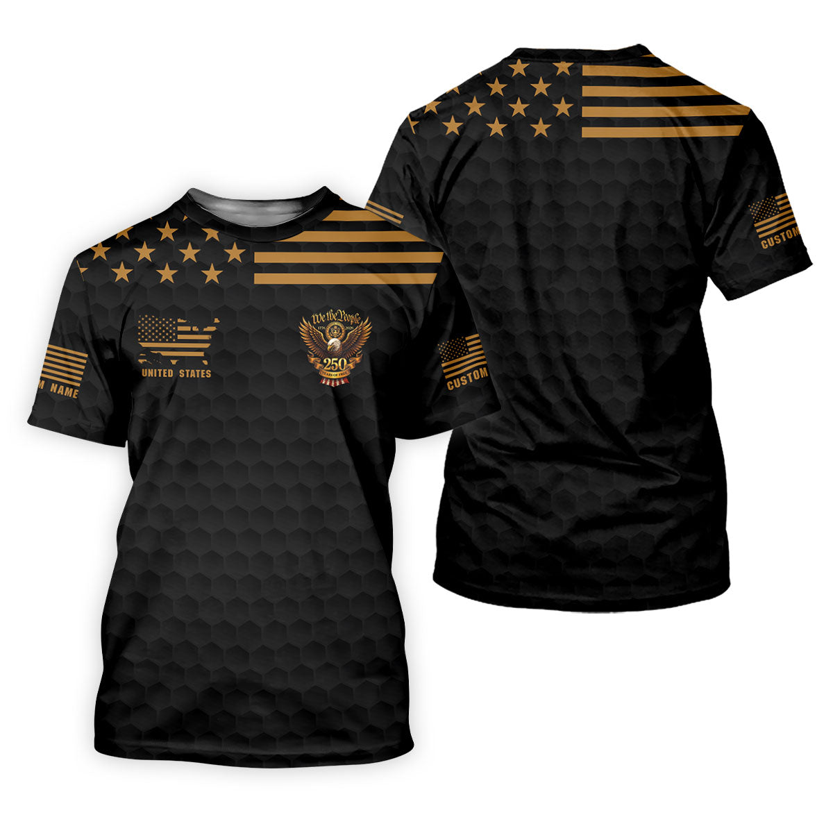We The People 250 Years Golf Ball Pattern Black Golf Shirt, 4th Of July Patriotic Golf Shirt For Women