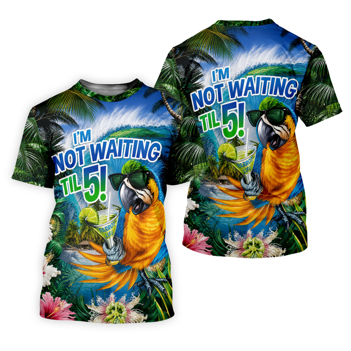 Parrot Life Not Waiting Til 5 Tropical Golf Shirt, Golf Tops For Women, Women’s Golf Apparel, Printed Golf Shirt