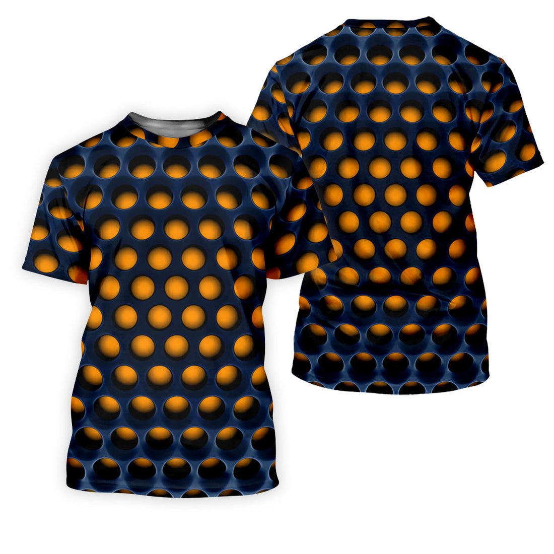 3D Effect Circular Pattern Orange Golf Shirt, Cool Golf Outfit, Women Golf Top, Ladies Golf Shirts