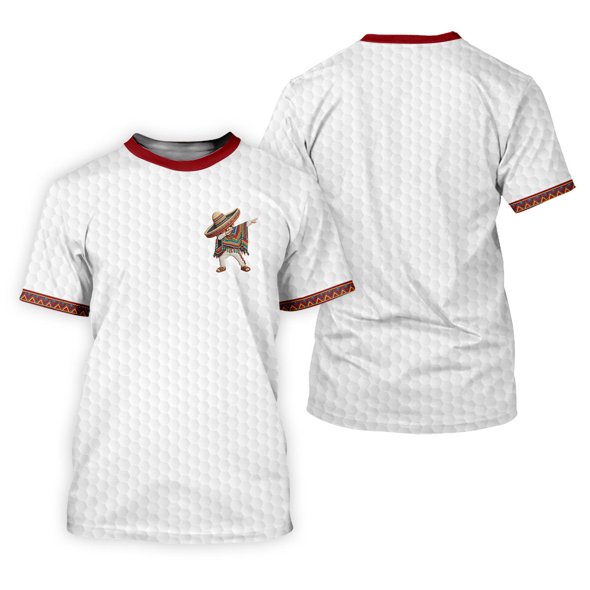Cinco De Mayo Celebration Golf Ball Pattern White Golf Shirt, Golf Shirt For Women