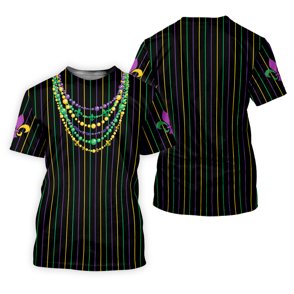 Mardi Gras Beads Necklaces Print Black Golf Shirt, Women's Golf Shirts, Ladies Golf Polos, Golf Shirt For Women