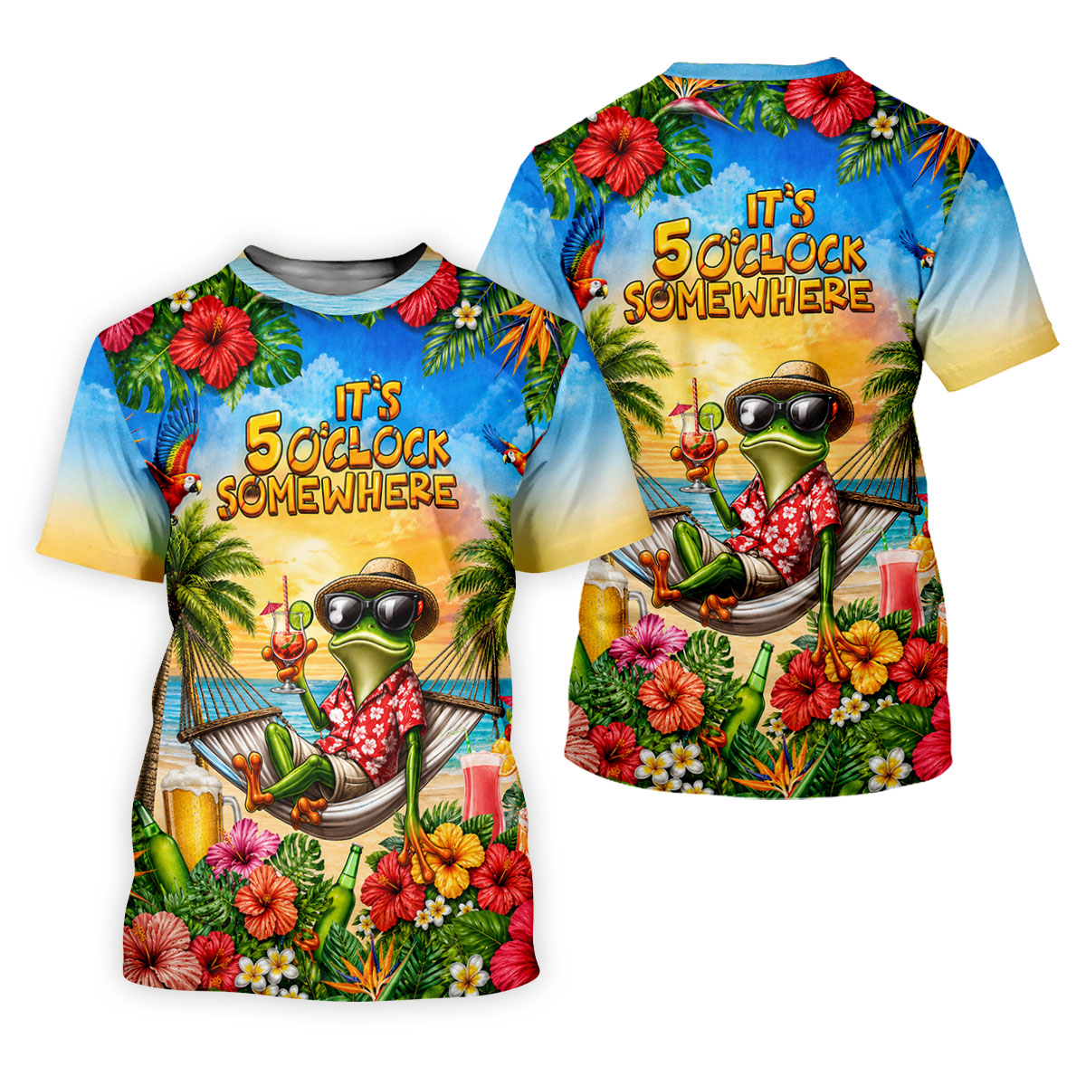 Frog Hammock 5 Oclock Somewhere Tropical Golf Shirt, Ladies Golf Shirts, Women’s Golf Apparel