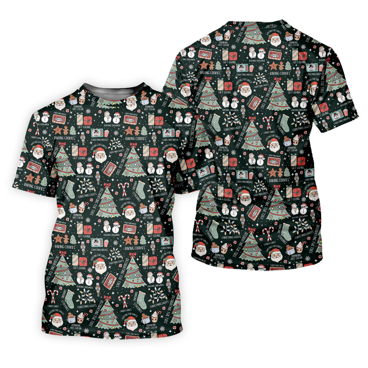 Cute Santa Claus Gift Green Women's Golf Tops, Christmas Golf Shirt, Golf Gift For Ladies