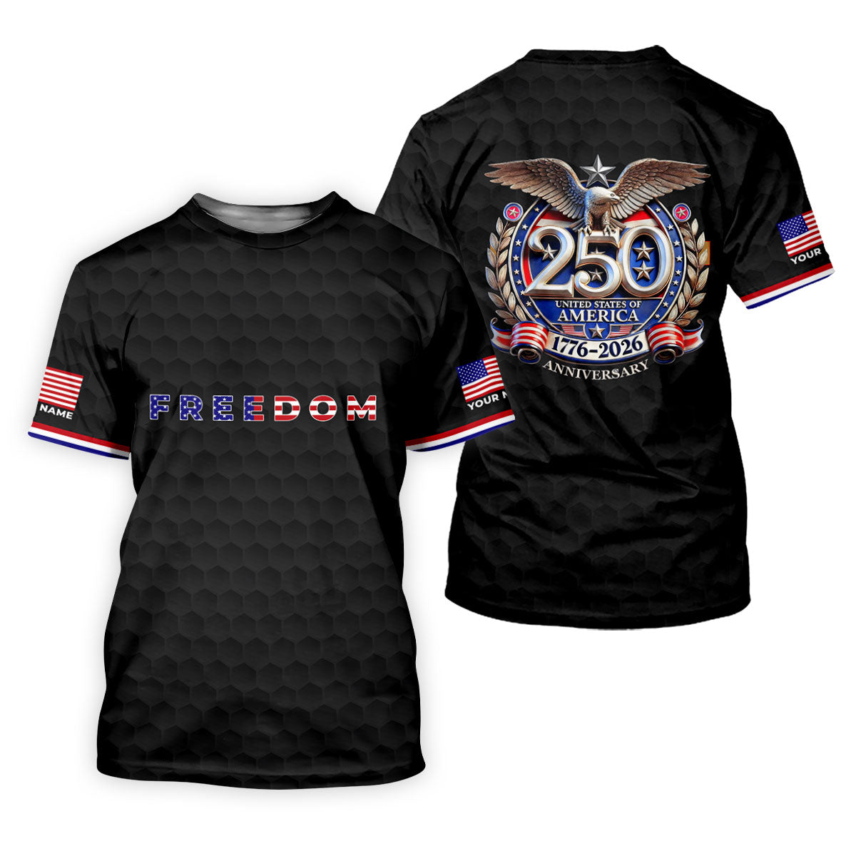 Freedom American Bald Eagle 250th Anniversary Black Golf Shirt, Patriotic 4th Of July Golf Shirt For Women