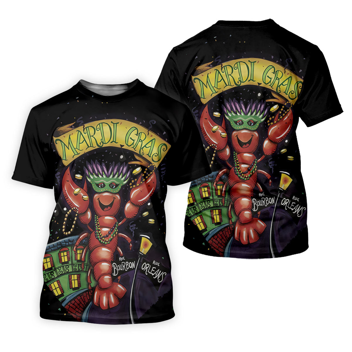 Mardi Gras Crawfish Rue Bourbon Black Golf Shirt, Women's Golf Tops, Ladies Golf Shirt