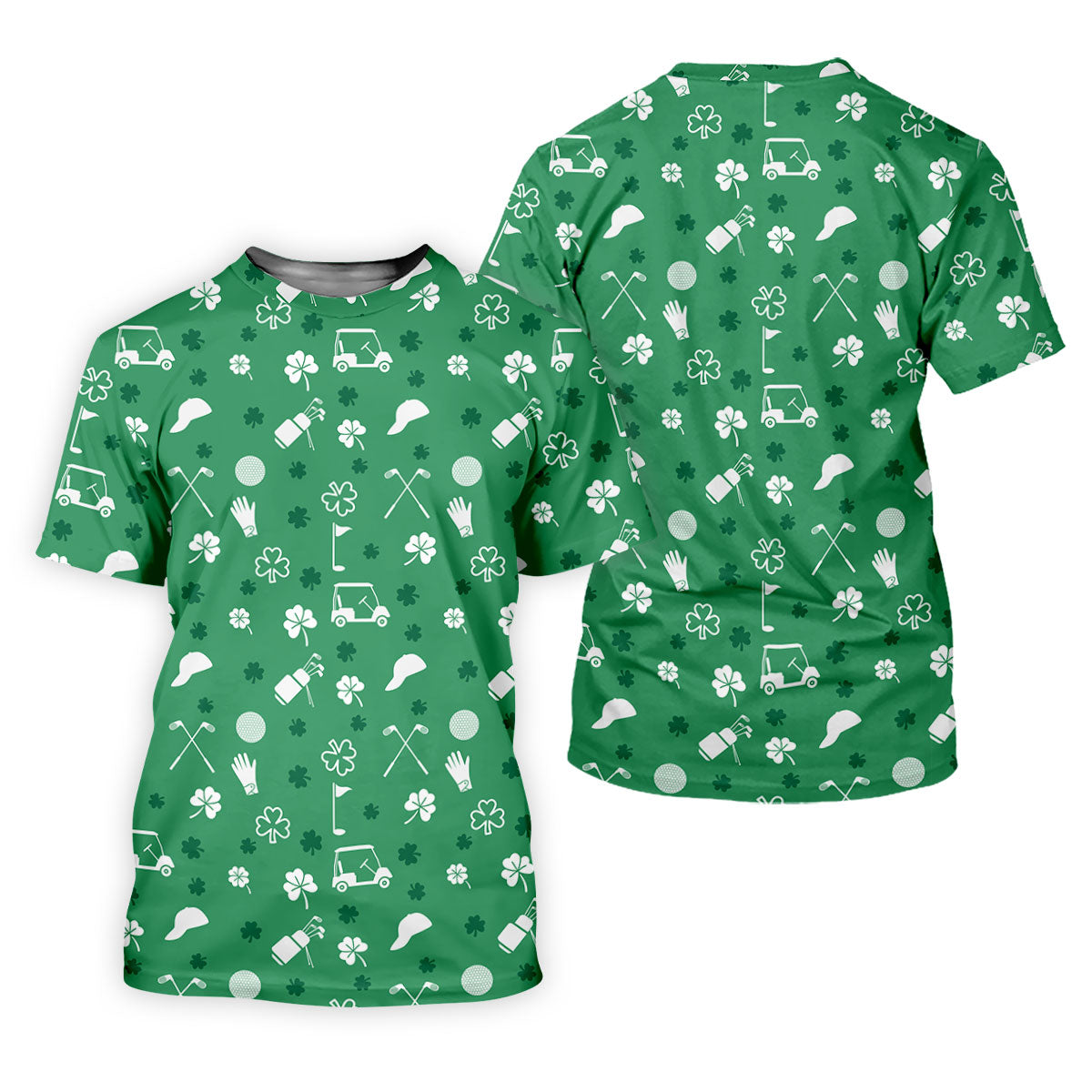 Golf Items Seamless Pattern St. Patrick’s Day Shamrock Golf Shirt, Women's Golf Tops, Ladies Golf Polos