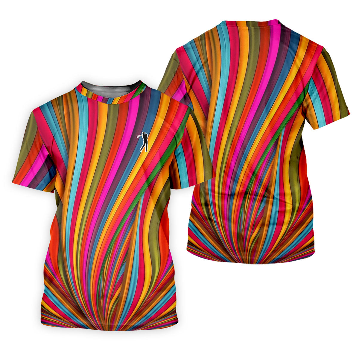 Rainbow Wave Golfer Silhouette Cinco De Mayo Celebration Fiesta Themed Golf Shirt For Women