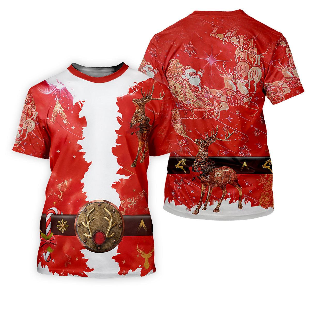 Santa Claus Christmas Print Fun Women's Golf Shirts, Cute Golf Outfit, Ladies Golf Shirts, Golfing Apparel