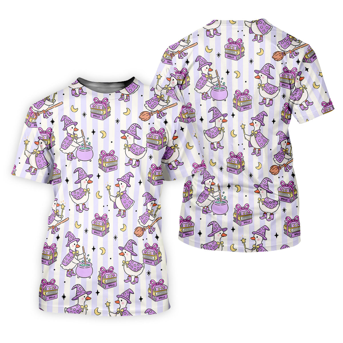 Halloween Witch Goose Purple Pastel Fun Women's Golf Shirts, Cute Golf Outfit, Ladies Golf Polos