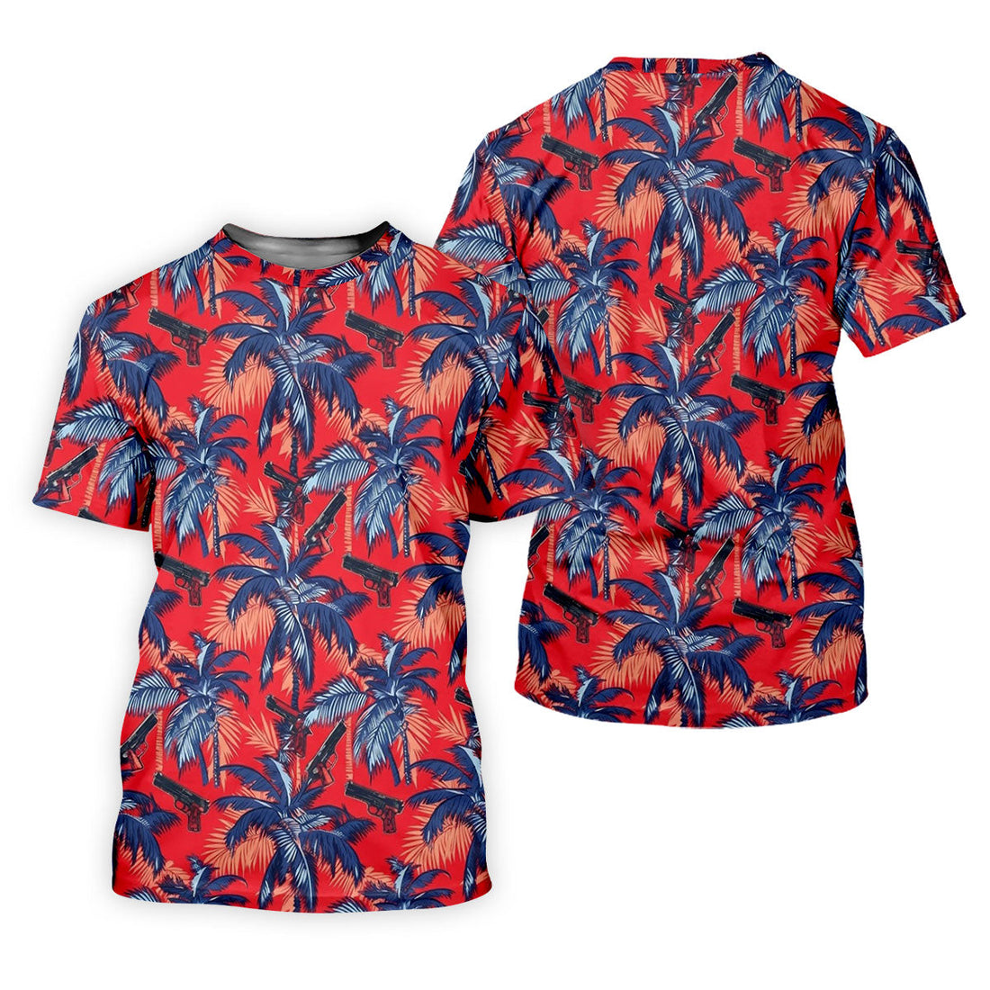 Hawaiian Palm Tree Military Theme Red Golf Shirt, Women Golf Top, Ladies Golf Shirts