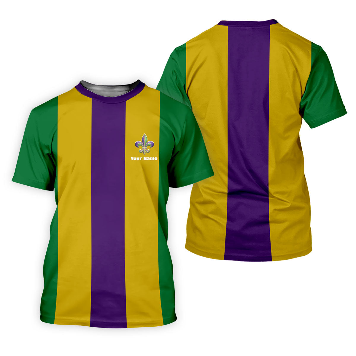 Vertical Stripes Purple Green Gold Mardi Gras Golf Shirt, Women's Golf Shirts, Ladies Golf Polos