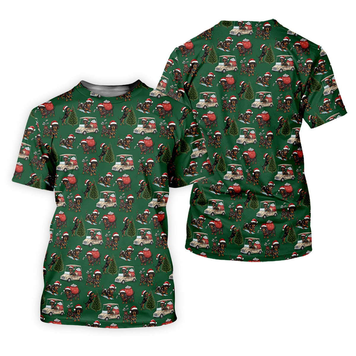 Dachshund Christmas Green Golf Shirt, Christmas Golf Shirt, Women's Golf Tops, Cute Golf Outfit