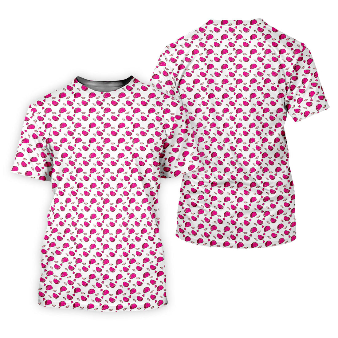 The Pink Taco Seamless Pattern White Golf Shirt, Golf Tops For Men, Tacos Lover Golf Gift For Men