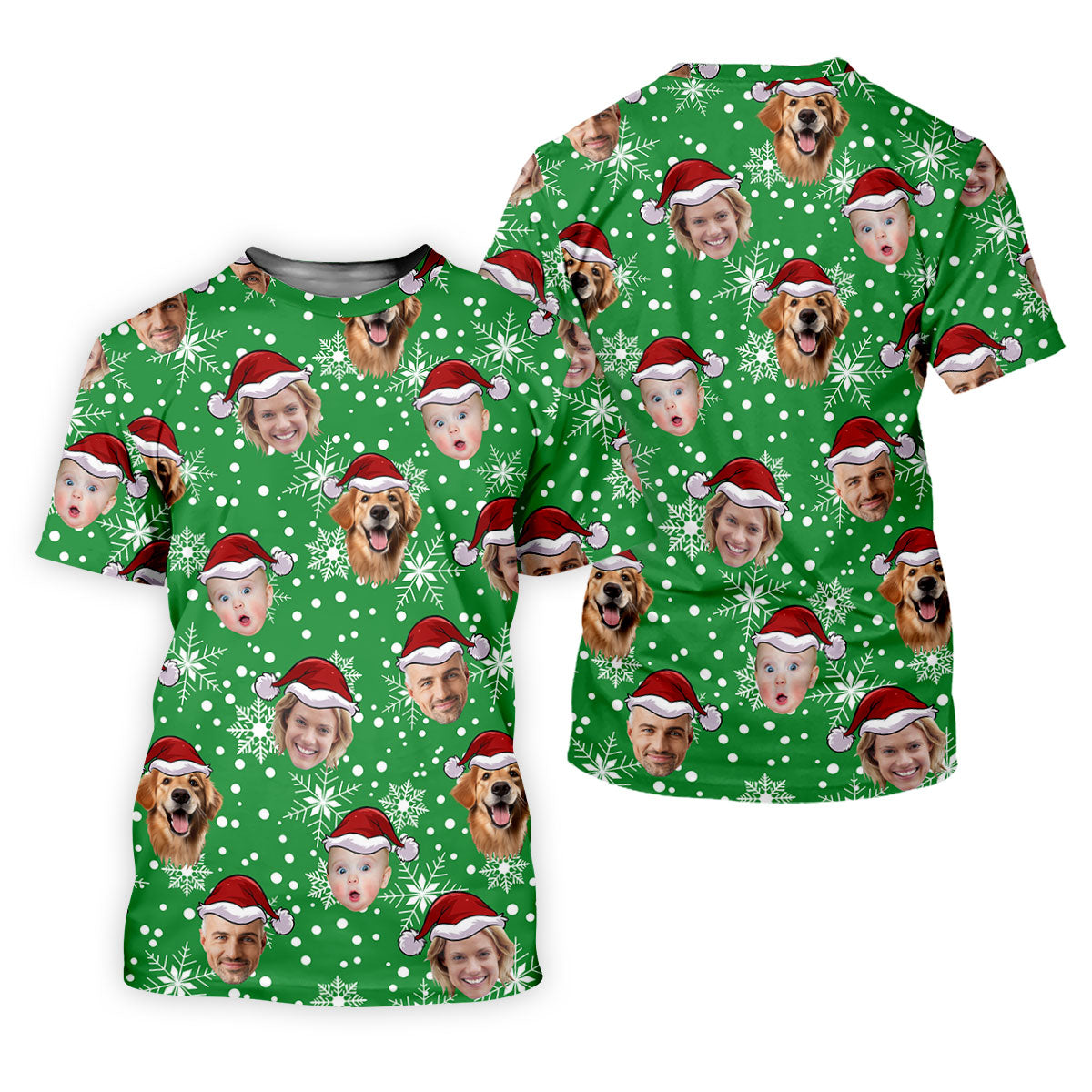 Custom Face Light Green Christmas Women's Golf Tops, Ladies Golf Shirts, Christmas Golf Gift