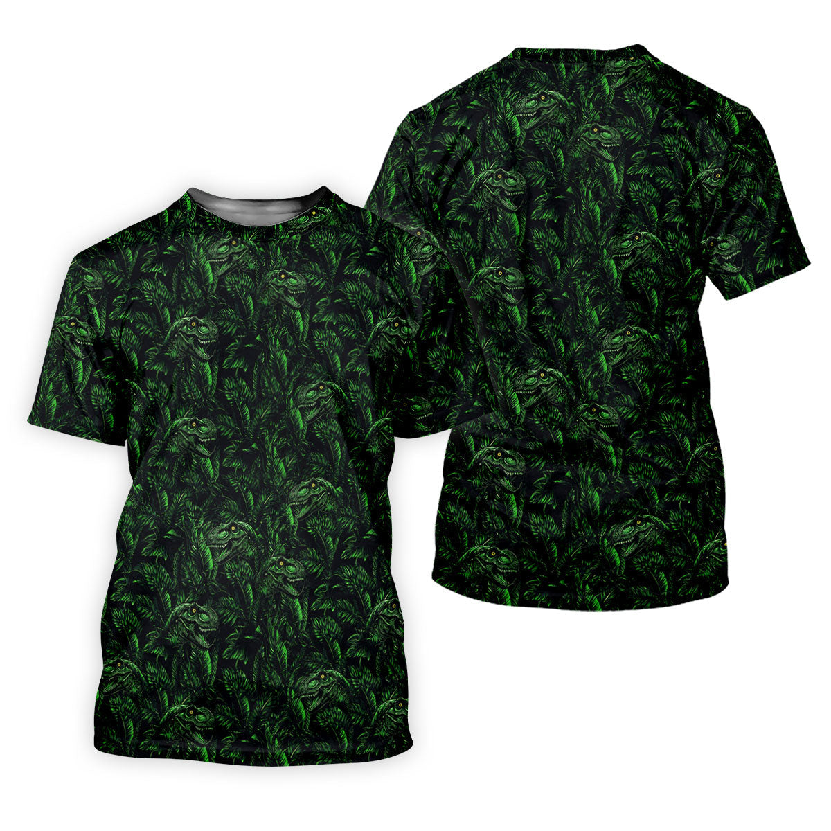 Dinosaurs In The Forest Deep Forest Green Hawaiian Golf Shirt, Polo Shirts For Men
