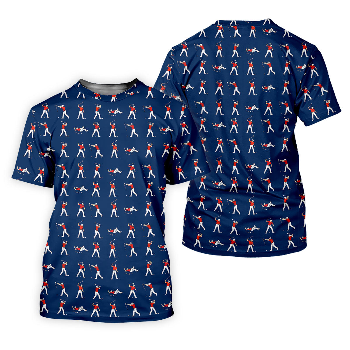Cartoon Figures Golf Pose Navy Golf Shirt, Ladies Golf Shirts, Golf Shirt For Women, Ladies Golf Polos