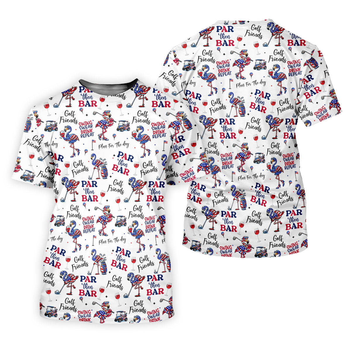 Par Then Bar Funny Flamingo Patriot Golf Shirt, 250th Anniversary Golf Shirts For Men, 4th Of July Golf Shirt