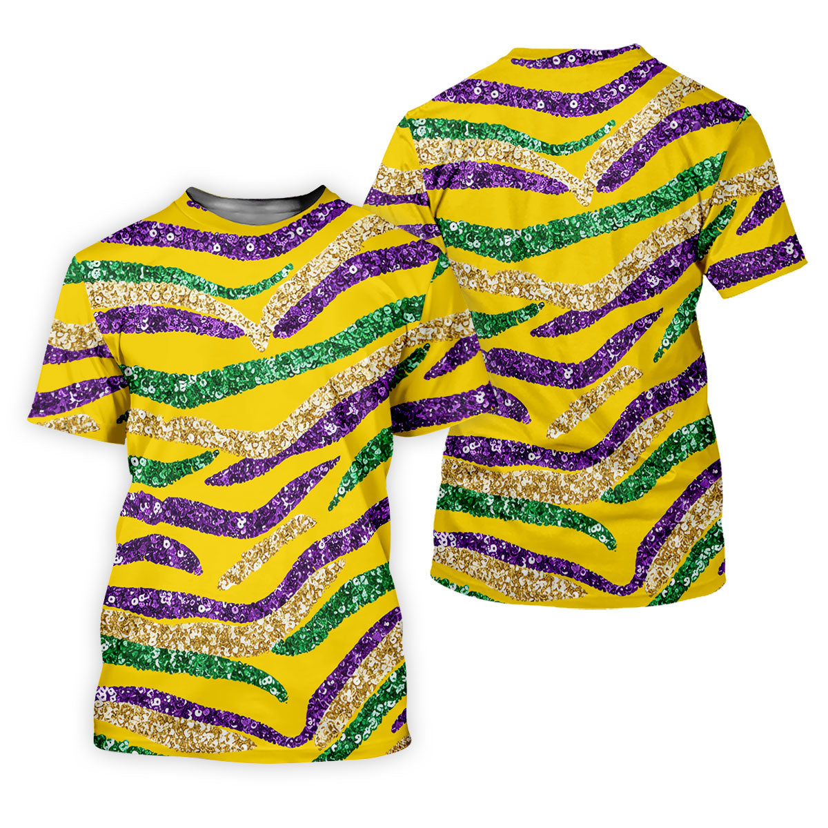 Purple Green Gold Sequin Pattern Yellow Golf Shirt, Mardi Gras Golf Shirt, Women's Golf Tops, Ladies Golf Shirts