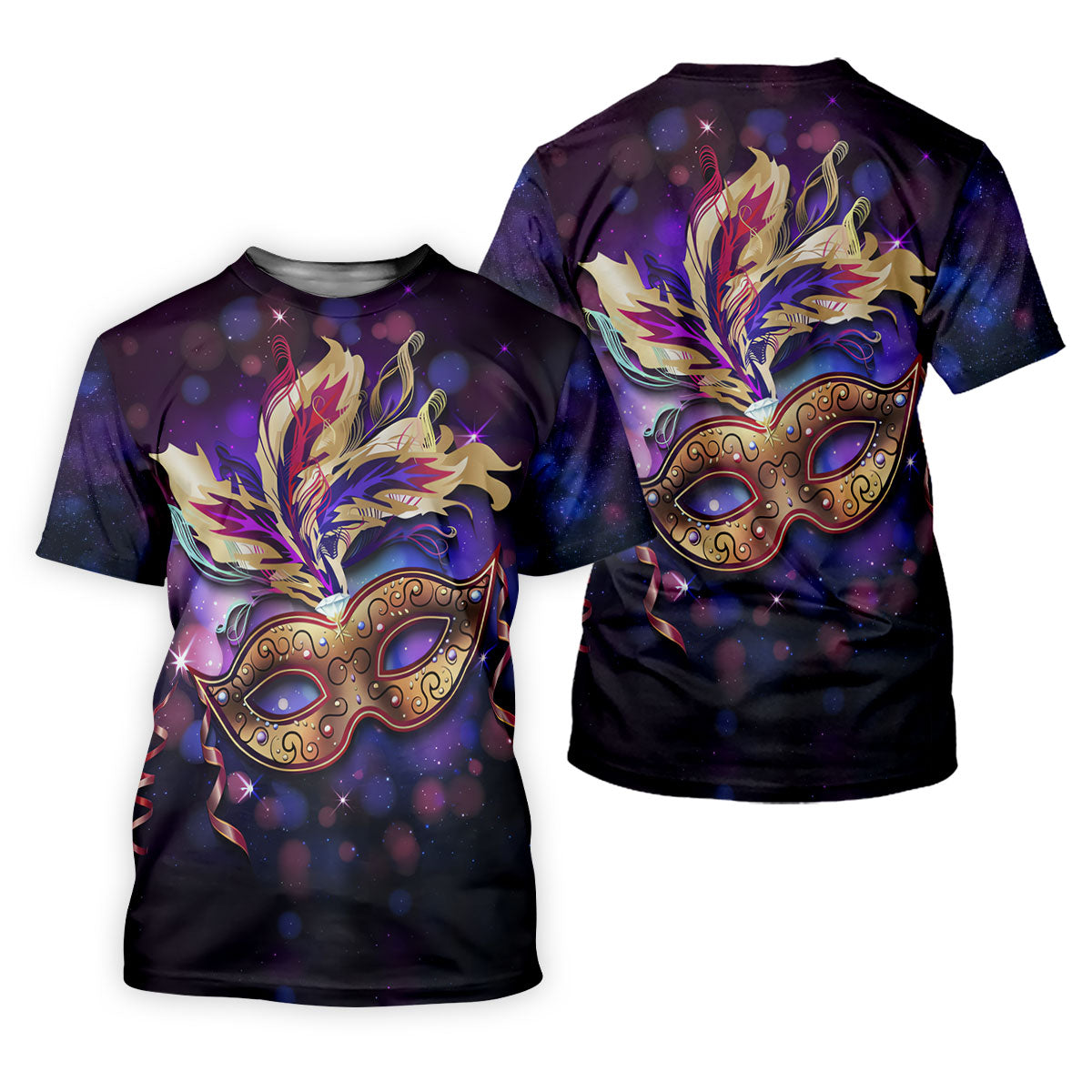 Mardi Gras Mask Feather Ribbon Purple Golf Shirt, Women's Golf Tops, Ladies Golf Shirt