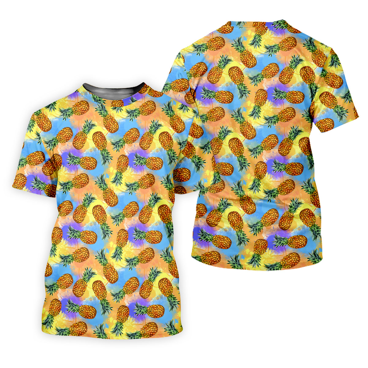 Watercolor Pineapple Tropical Pattern Design Hawaiian Golf Shirt, Golf Shirts For Men, Polo Shirts For Men
