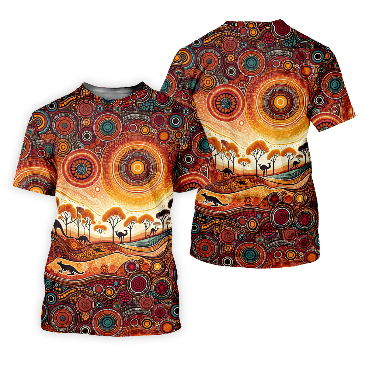 Australian Aboriginal Colourful Art Golf Tops For Men, Australia Kangaroo Polo Shirts For Men
