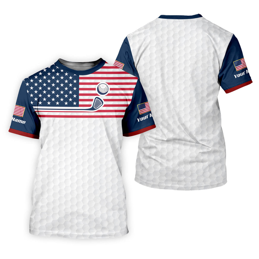 Patriot American Flag Wedge Golf Club Golf Ball Pattern Women's Golf Tops, 250th Anniversary Patriotic Golf Shirt
