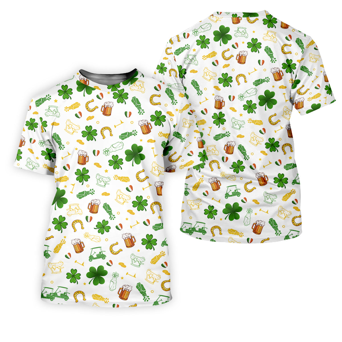 St Patrick's Day Beer Golden Horseshoes Shamrock Golf Shirt, Women's Golf Tops, Ladies Golf Polos
