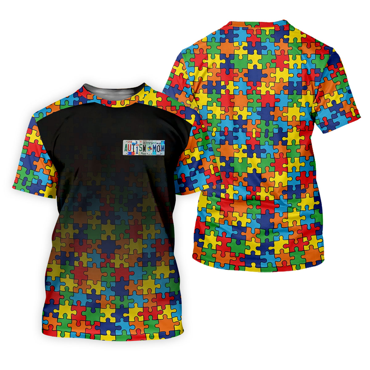 Autism Mom Colorful Puzzles Black Faded Women's Golf Tops, Golf Shirt For Women, Unique Mother's Day Gifts