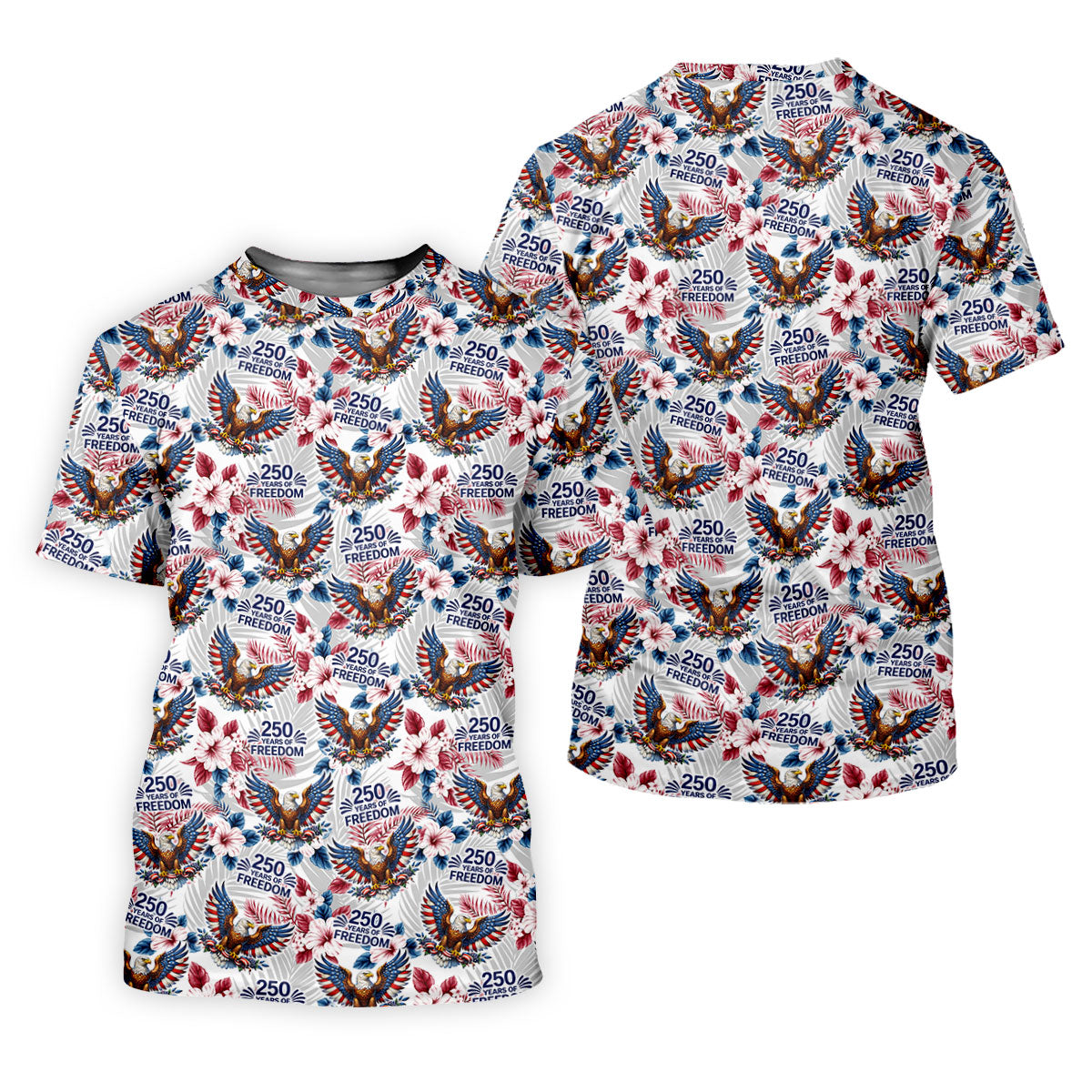 250 Years Of Freedom US Bald Eagle Tropical Theme Ladies Golf Shirts, Patriotic 4th Of July Golf Shirt For Women