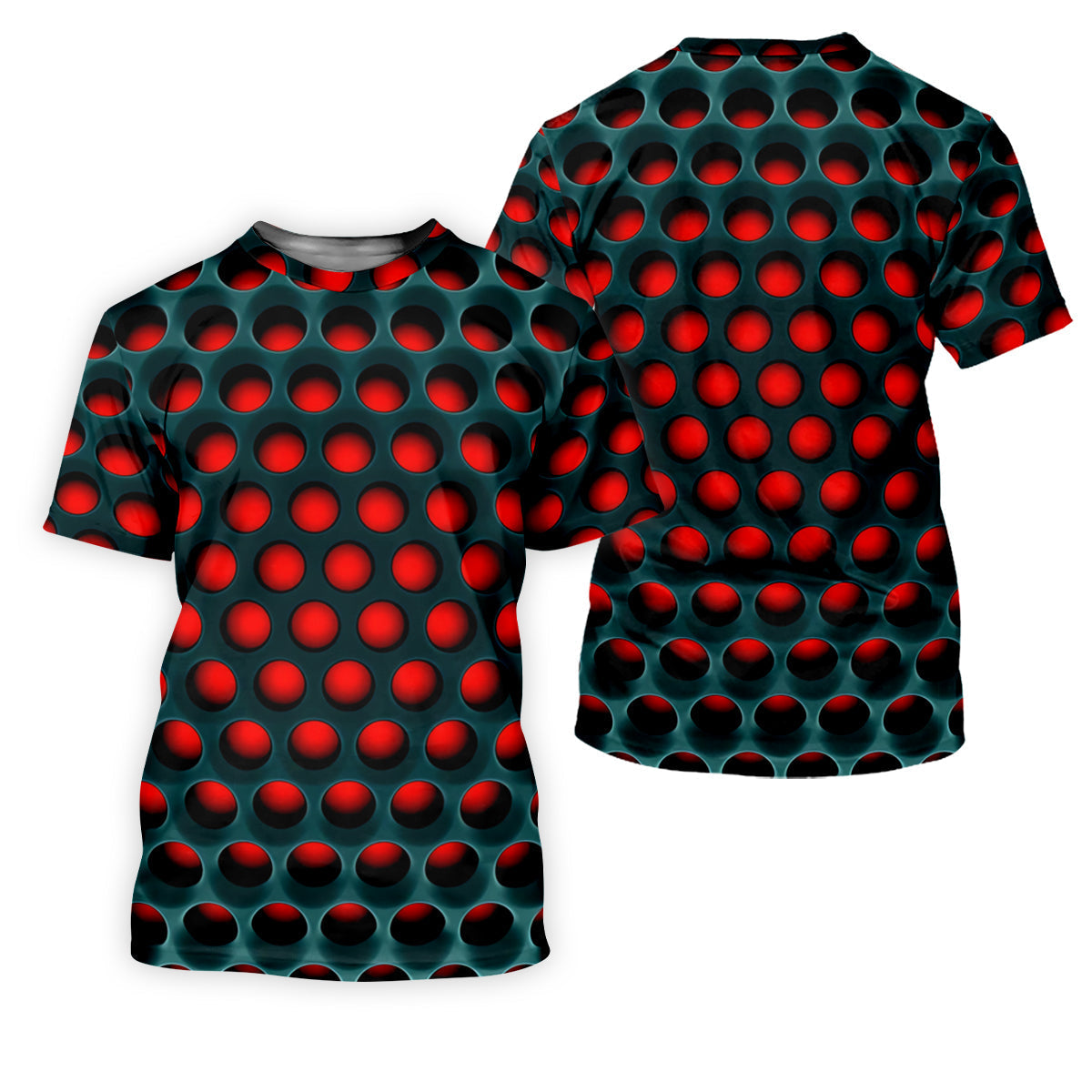 3D Effect Circular Pattern Red Golf Shirt, Cool Golf Outfit, Women Golf Top, Ladies Golf Shirts