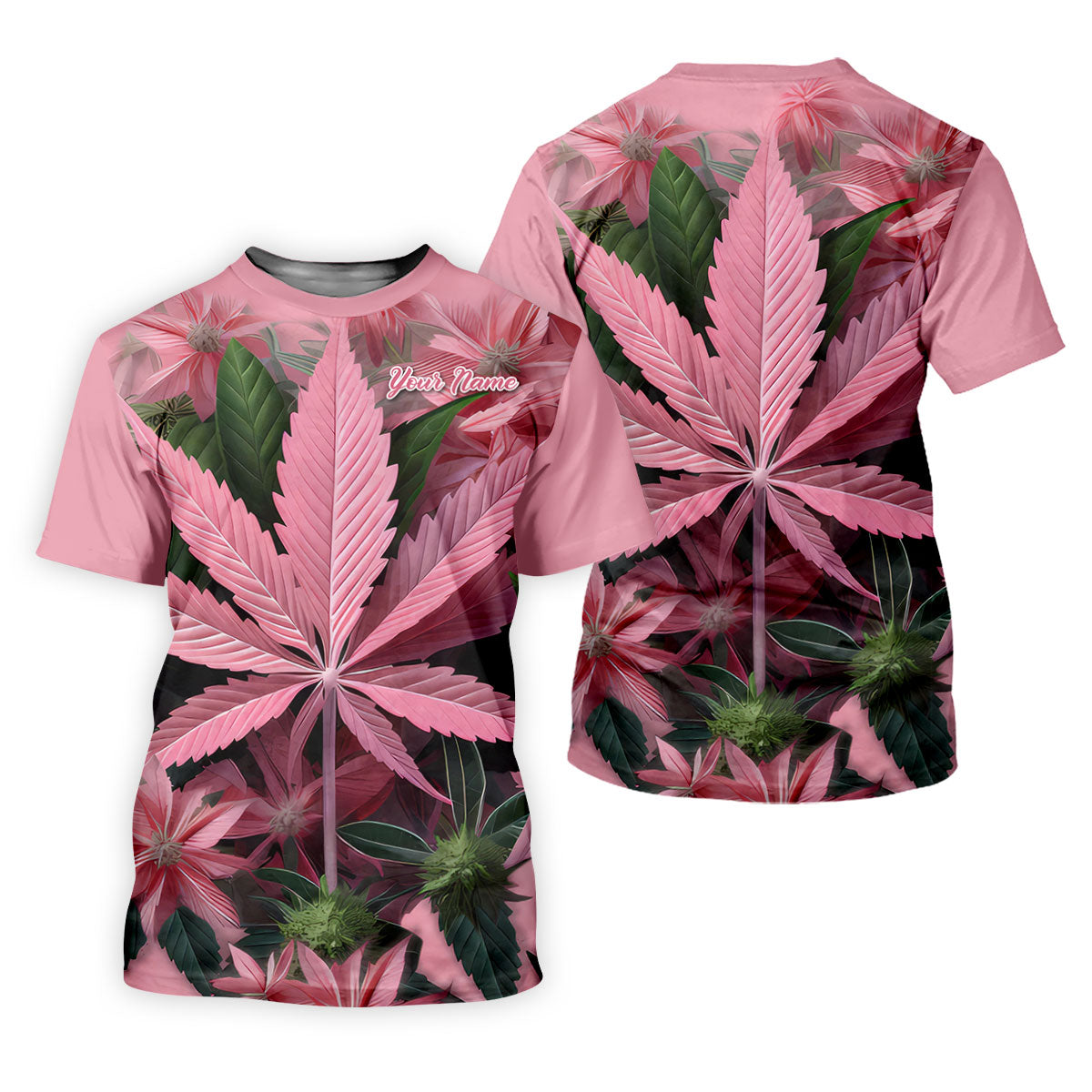 Pink Marijuana Leaf Women's Golf Shirt, Funny Weed Golf Shirt, Custom Ladies Golf Shirt, Ladies Golf Polos
