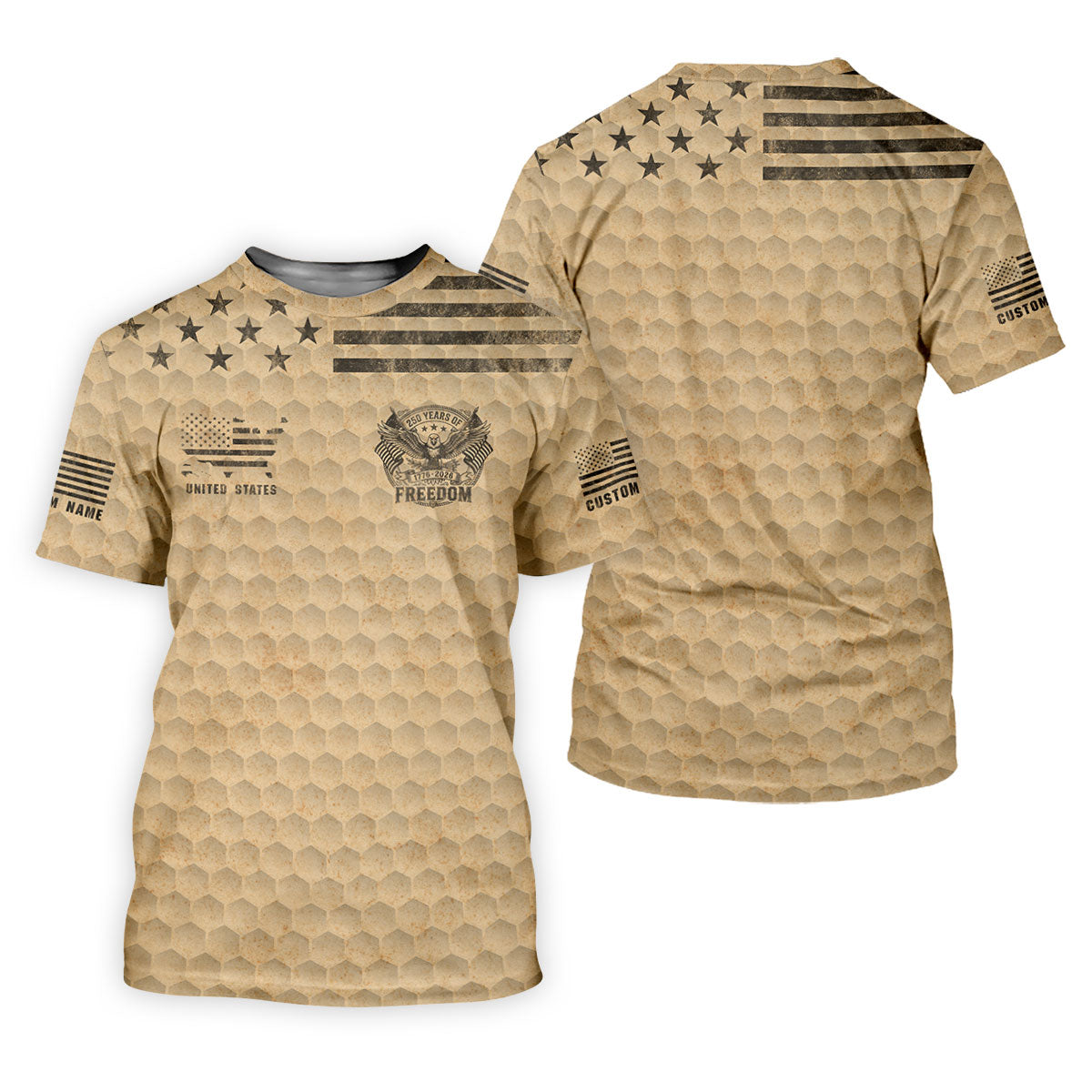 250 Years Of Freedom Distressed Golf Ball Pattern Patriotic Golf Shirt, 4th Of July Golf Shirts For Men