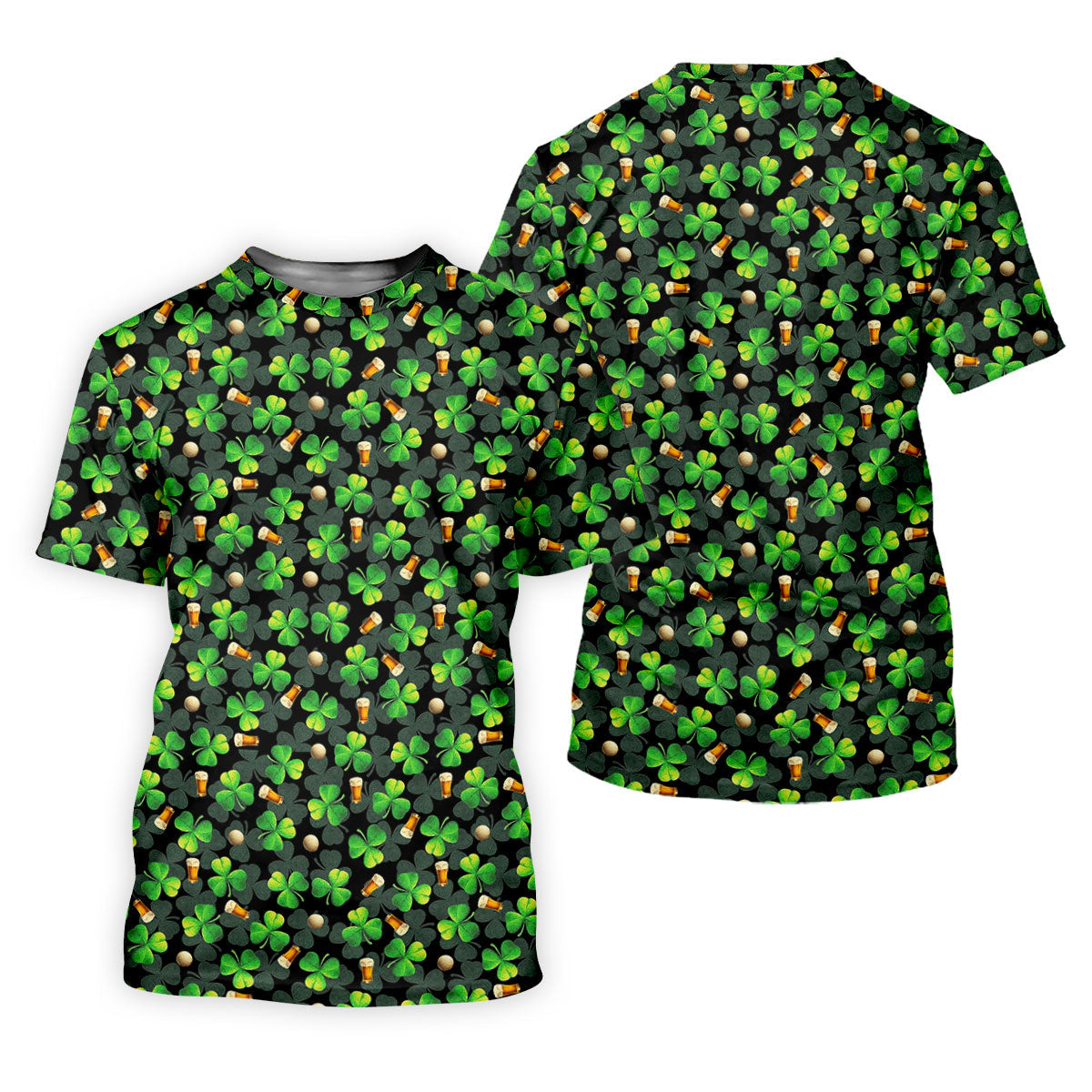 St Patrick's Day Beer Golf Ball Pattern Shamrock Golf Shirt, Women's Golf Tops, Ladies Golf Polos