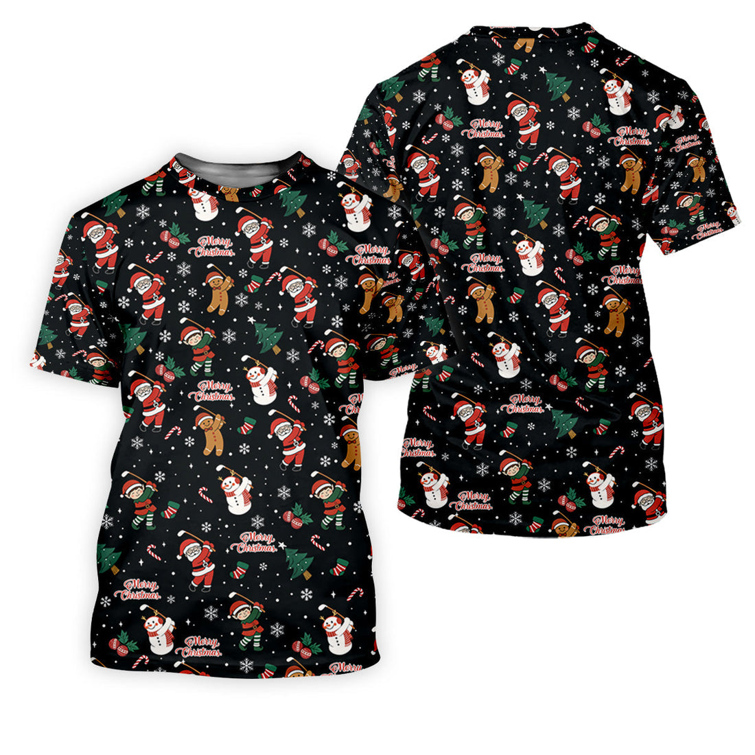 Merry Xmas Santa Gingerbread Snowman Christmas Golf Shirt, Ladies Golf Shirts, Golf Gifts For Women