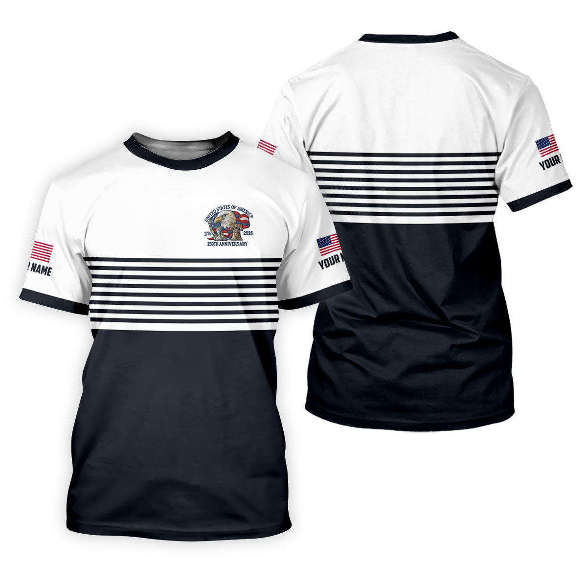 250th Anniversary Black Stripes Vintage Golf Shirt, Patriotic 4th Of July Golf Shirt For Women