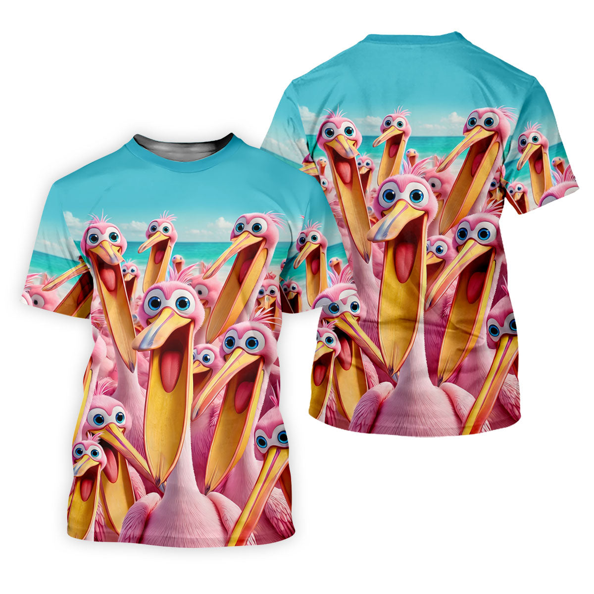 Funny Pink Pelican Beach Crowd Golf Shirt, Women's Golf Shirt, Hawaiian Golf Shirt, Golf Polo For Women