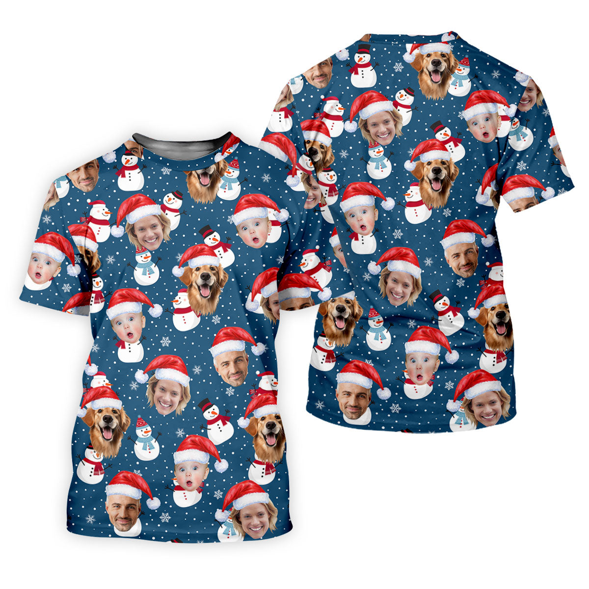Custom Face Xmas Snowman Navy Golf Shirt, Christmas Golf Shirt, Ladies Golf Tops, Golf Gifts For Women