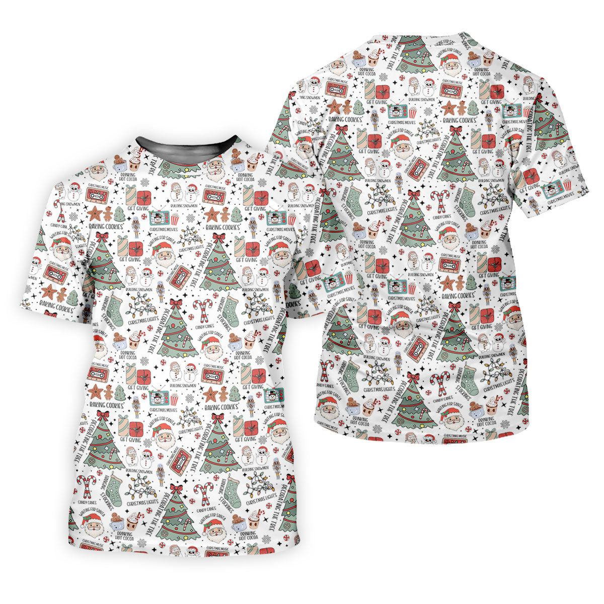 Cute Santa Claus Gift White Women's Golf Tops, Christmas Golf Shirt, Golf Gift For Ladies