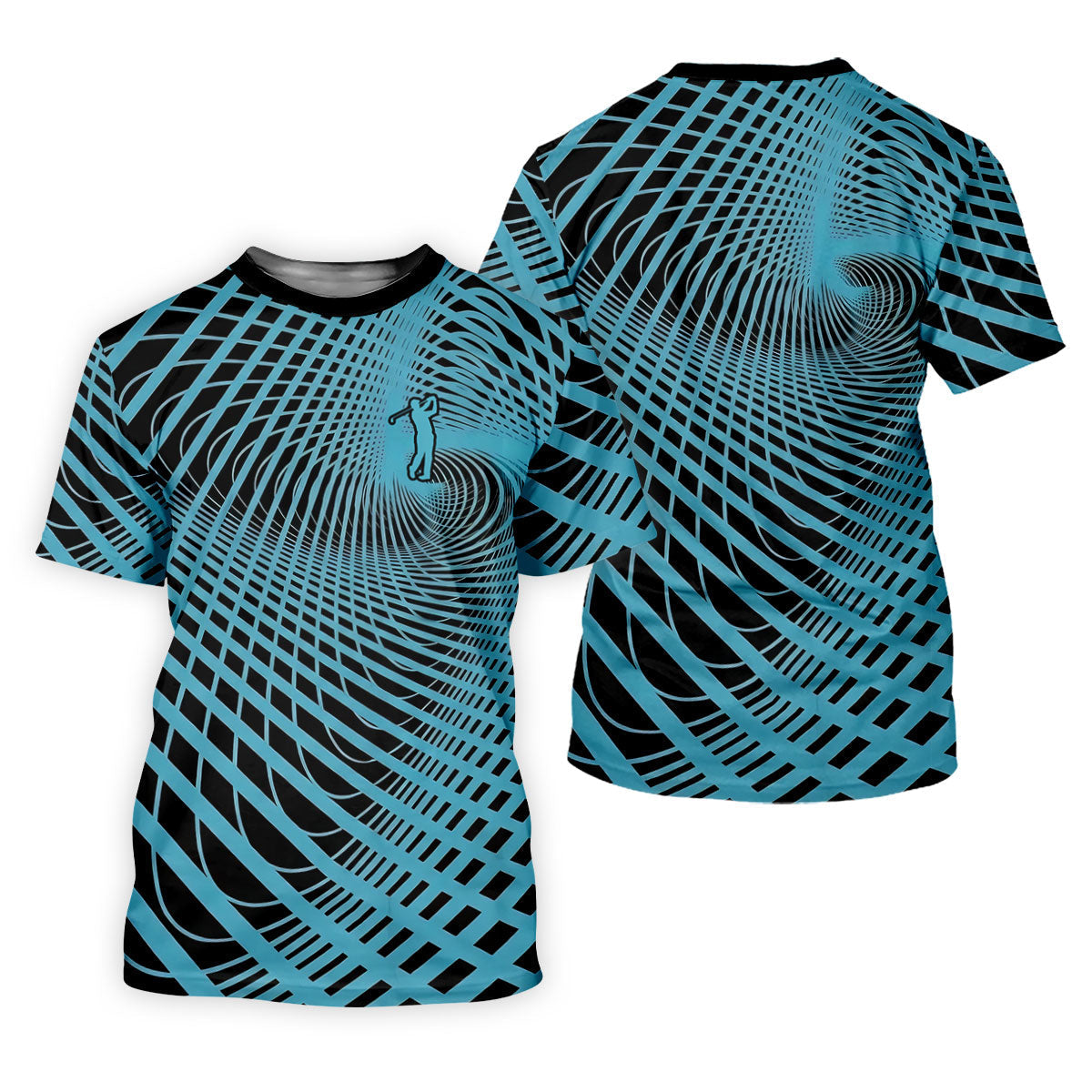 Swirling Vortex Black And Light Blue Women's Golf Tops, Ladies Golf Shirts, Ladies Golf Polos