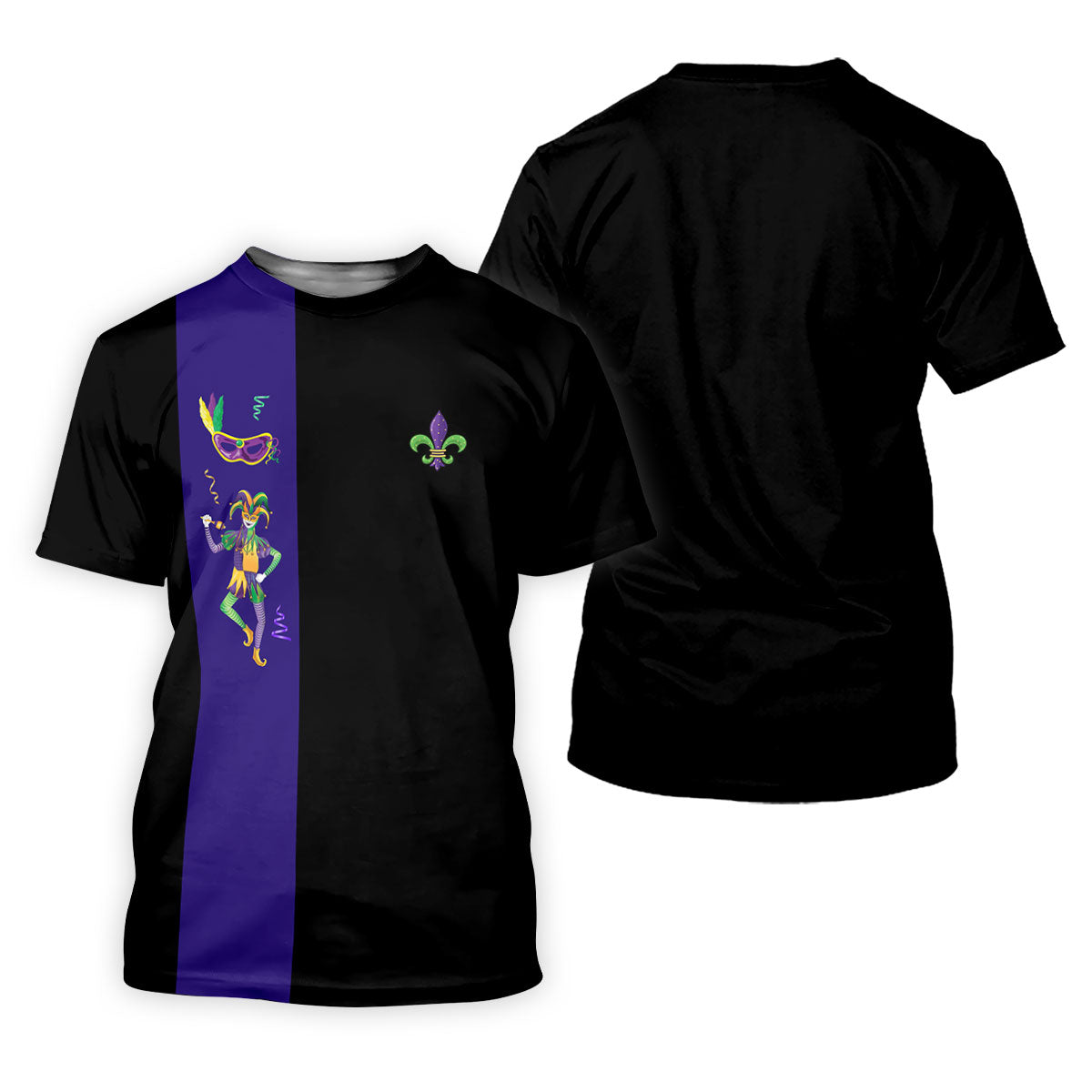 Mardi Gras Festival Jester Figure Fleur De Lis Symbol Black Golf Shirt, Women's Golf Tops, Ladies Golf Polos