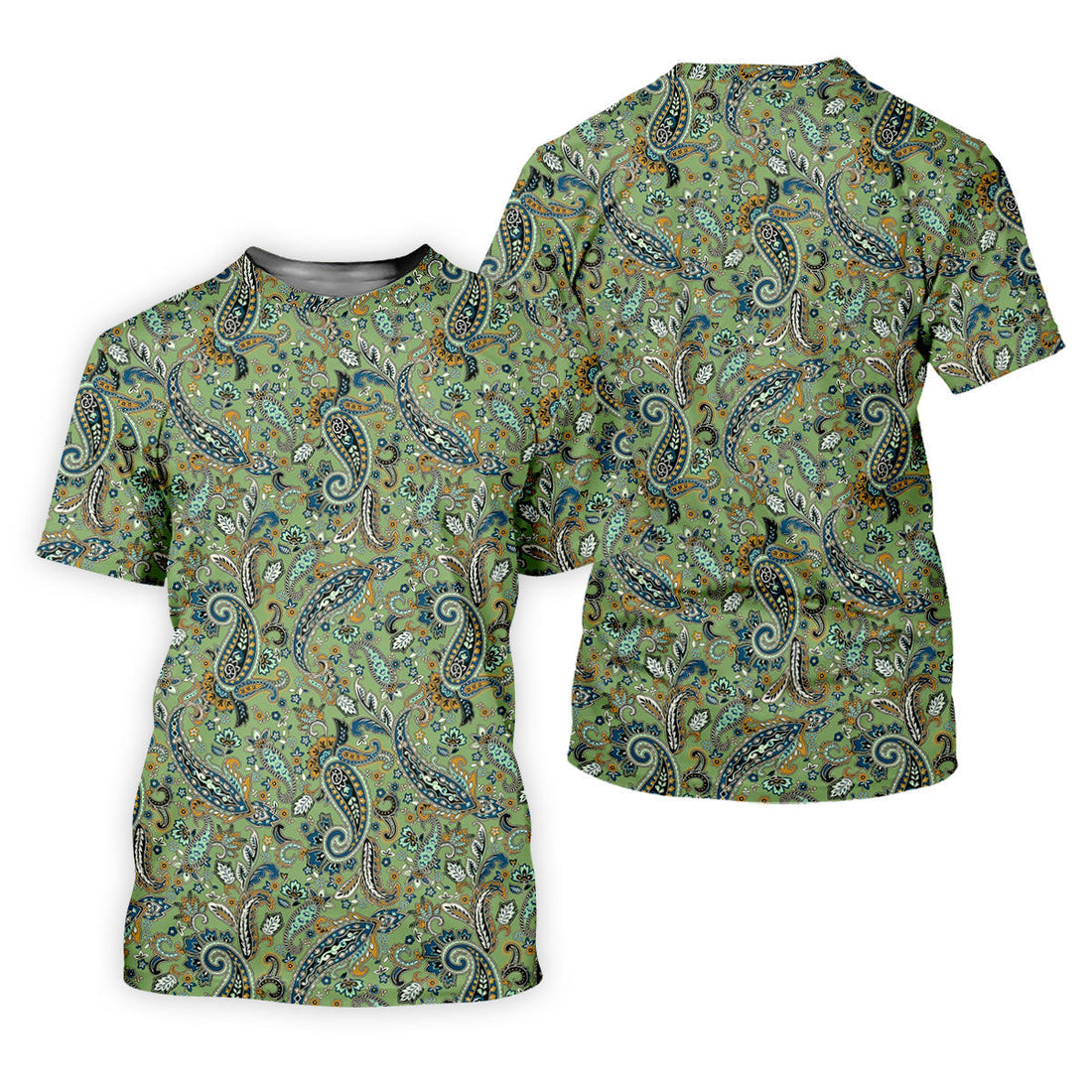 Paisley Vintage Earth Green Women's Golf Tops, Ladies Golf Polos, Golf Shirt For Women